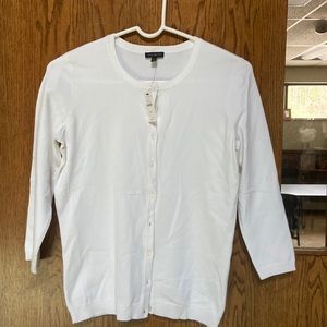 White cardigan sweater